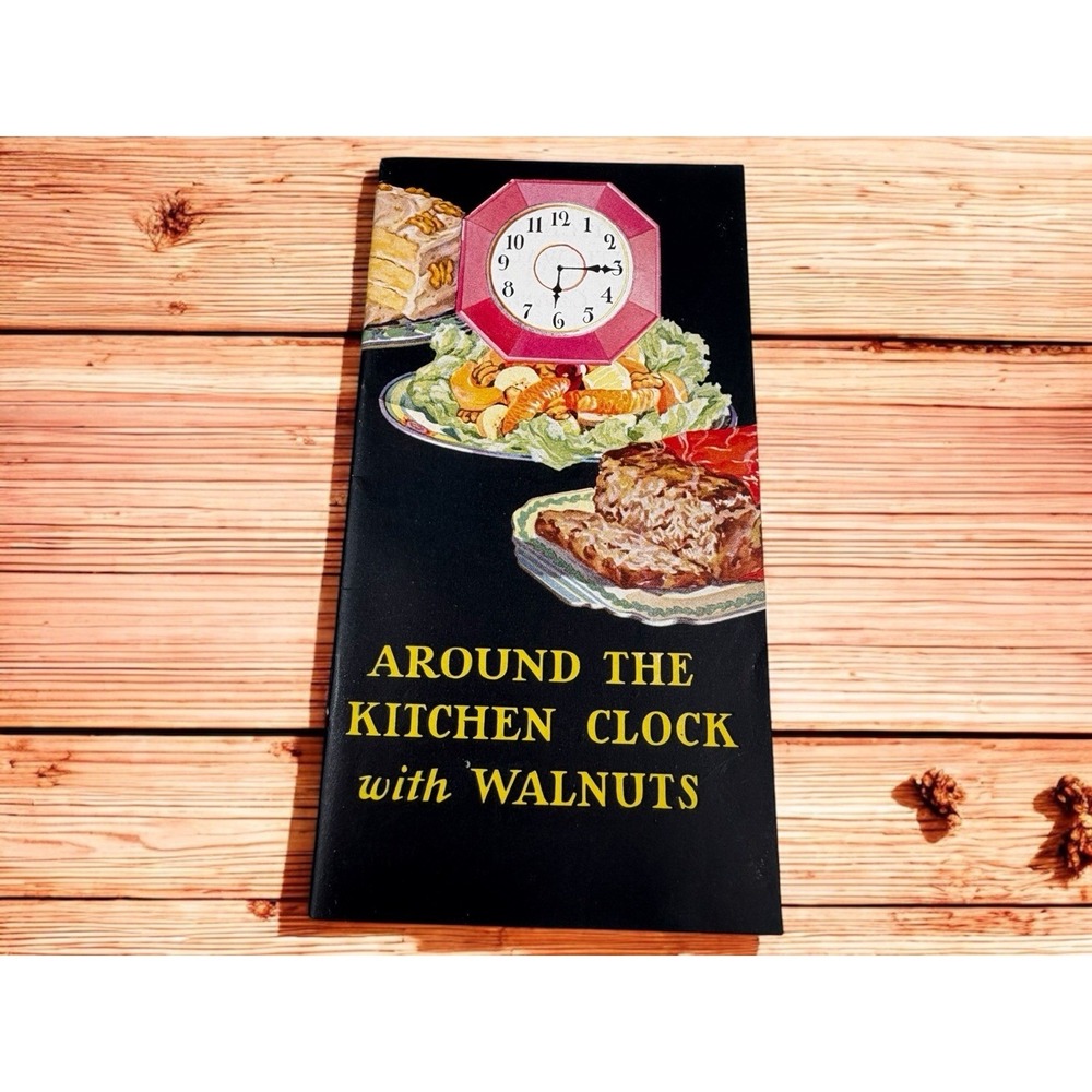 VTG Diamond Walnuts Advertising Recipe Book Around the Kitchen Clock W/ Walnuts